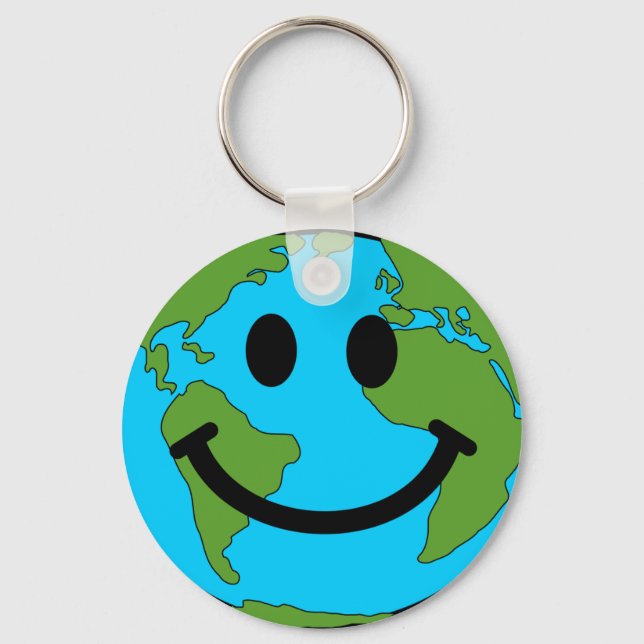 Happy Earth Face Key Ring (Front)