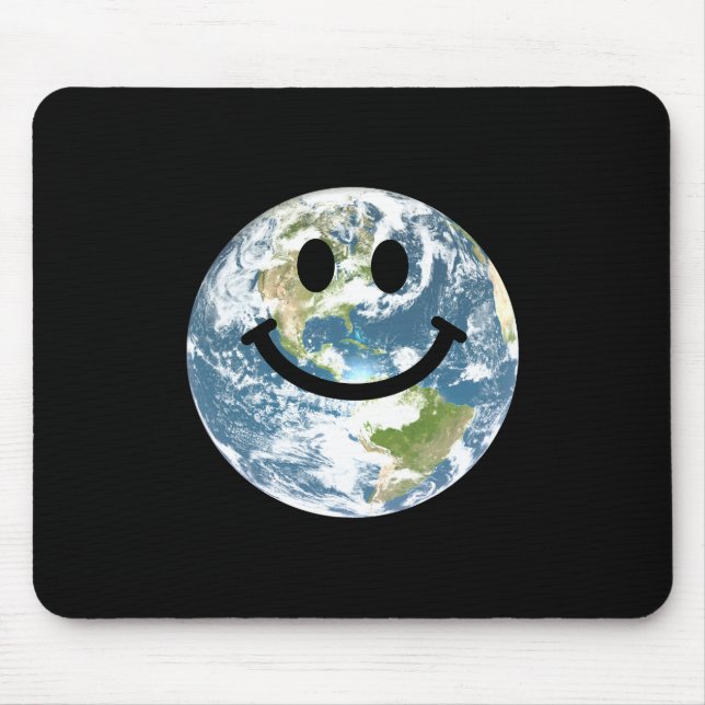 Happy Earth face Mouse Mat (Front)