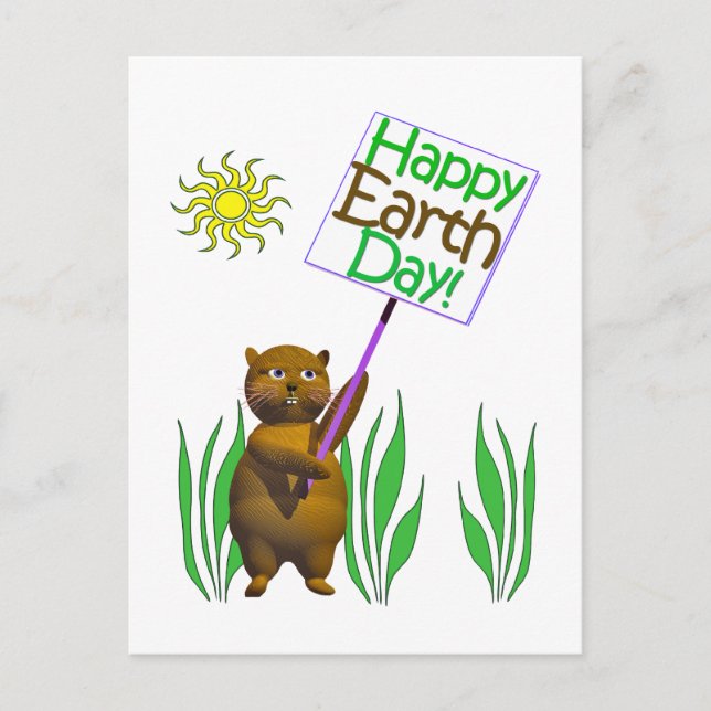 Happy Earthday Hedgehog Postcard (Front)