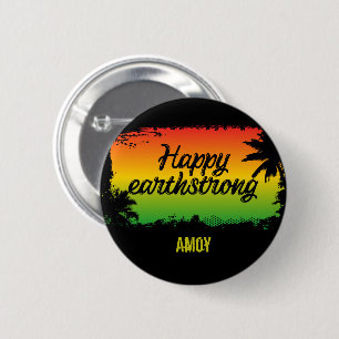 Happy Earthstrong Jamaican Rasta Birthday Greeting 6 Cm Round Badge