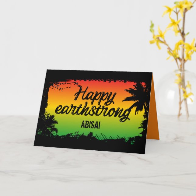 Happy Earthstrong Rasta Birthday Greeting Card (Yellow Flower)