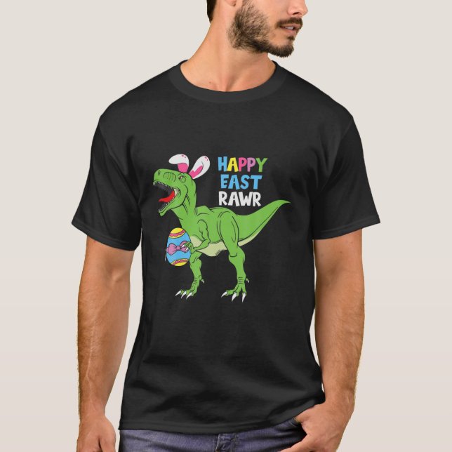 Happy East-Rawr Cute Bunny Costume Ears Happy East T-Shirt (Front)