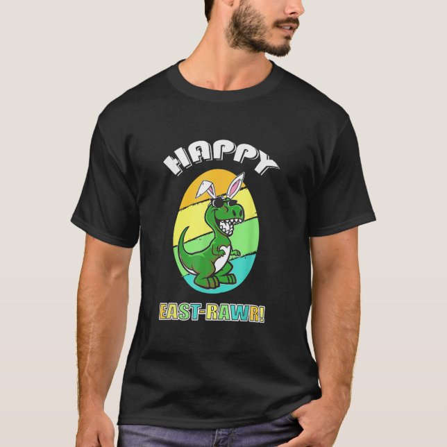 Happy East-Rawr Cute Bunny Costume Ears Happy East T-Shirt (Front)
