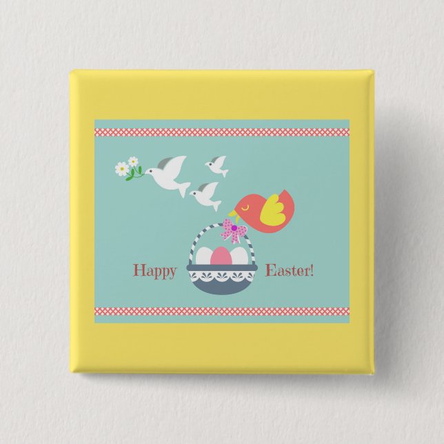 Happy Easter! 15 Cm Square Badge (Front)