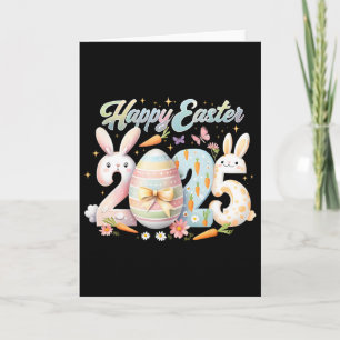 Happy Easter 2025 Bunny Rabbit Face Easter Day Wom Card