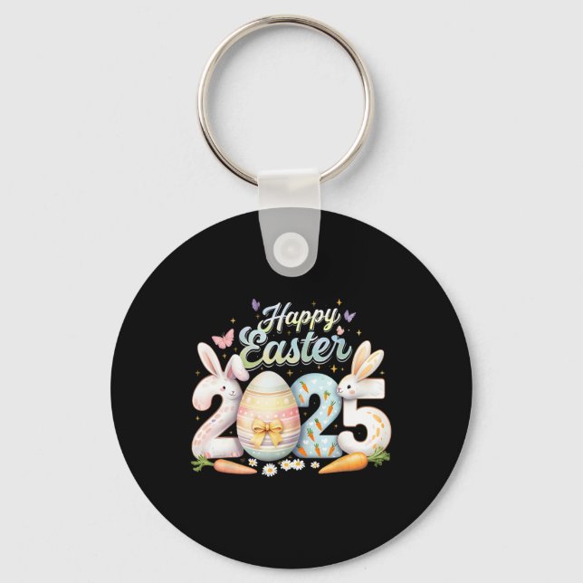 Happy Easter 2025 Bunny Rabbit Face Easter Day Wom Key Ring (Front)