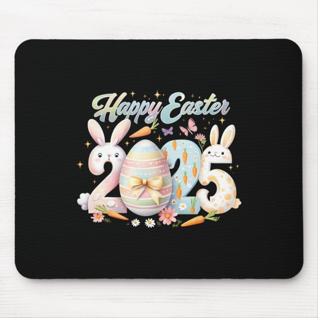 Happy Easter 2025 Bunny Rabbit Face Easter Day Wom Mouse Mat (Front)