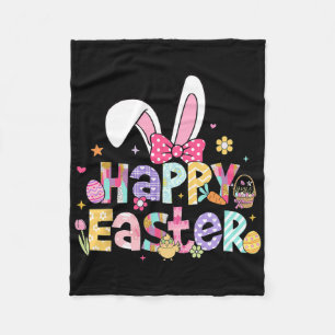 Happy Easter 2025 Cute Bunny Rabbit Easter Day Wom Fleece Blanket
