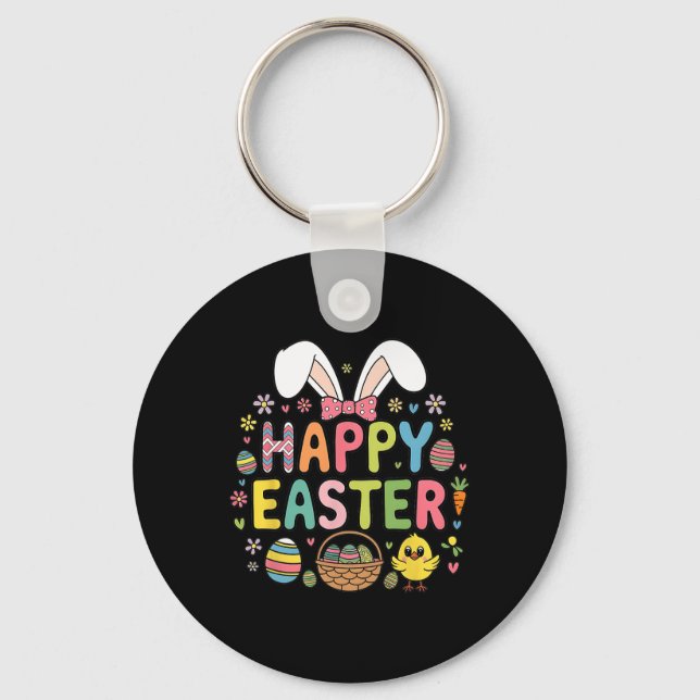 Happy Easter 2025 Cute Bunny Rabbit Easter Day Wom Key Ring (Front)