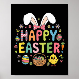 Happy Easter 2025 Cute Bunny Rabbit Easter Day Wom Poster