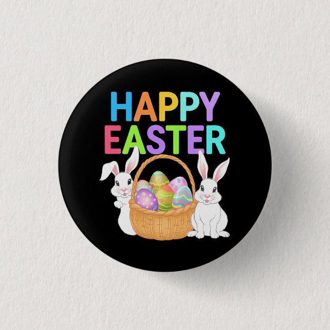 Happy Easter 2025  Eggs Bunny Cute Rabbit 3 Cm Round Badge (Front)