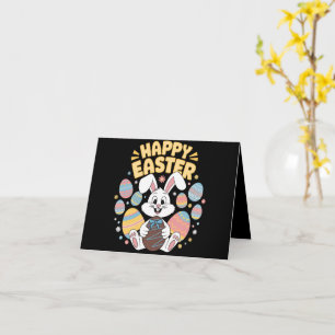 Happy Easter 2025  Eggs Bunny Cute Rabbit Card