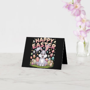 Happy Easter 2025  Eggs Bunny Cute Rabbit Card