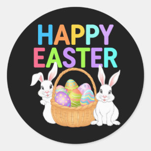 Happy Easter 2025 Eggs Bunny Cute Rabbit Classic Round Sticker