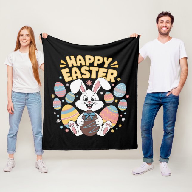 Happy Easter 2025  Eggs Bunny Cute Rabbit Fleece Blanket (In Situ)