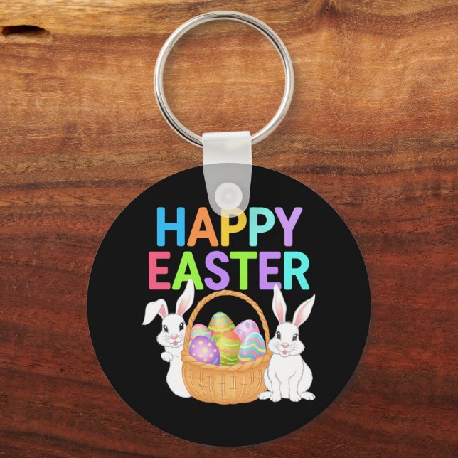Happy Easter 2025  Eggs Bunny Cute Rabbit Key Ring (Front)