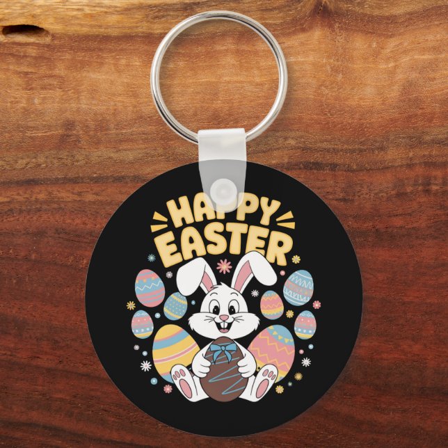 Happy Easter 2025  Eggs Bunny Cute Rabbit Key Ring (Front)