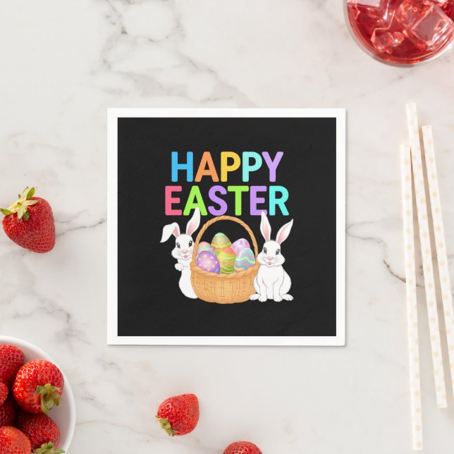Happy Easter 2025  Eggs Bunny Cute Rabbit Napkin (Insitu)
