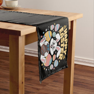 Happy Easter 2025 Eggs Bunny Cute Rabbit Short Table Runner