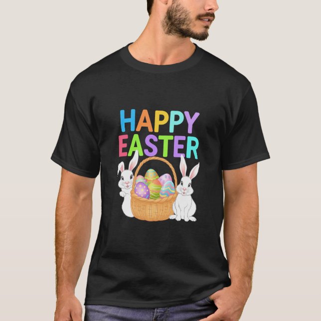 Happy Easter 2025  Eggs Bunny Cute Rabbit T-Shirt (Front)
