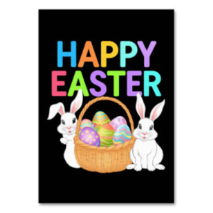 Happy Easter 2025 Eggs Bunny Cute Rabbit Table Number