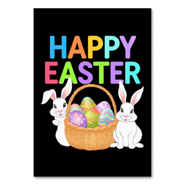 Happy Easter 2025  Eggs Bunny Cute Rabbit Table Number (Front)