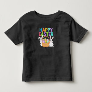 Happy Easter 2025 Eggs Bunny Cute Rabbit Toddler T-Shirt