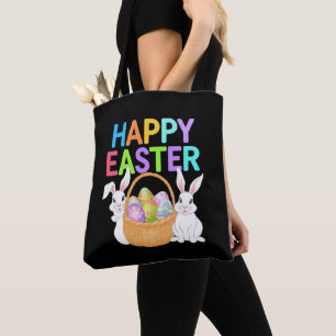 Happy Easter 2025  Eggs Bunny Cute Rabbit Tote Bag