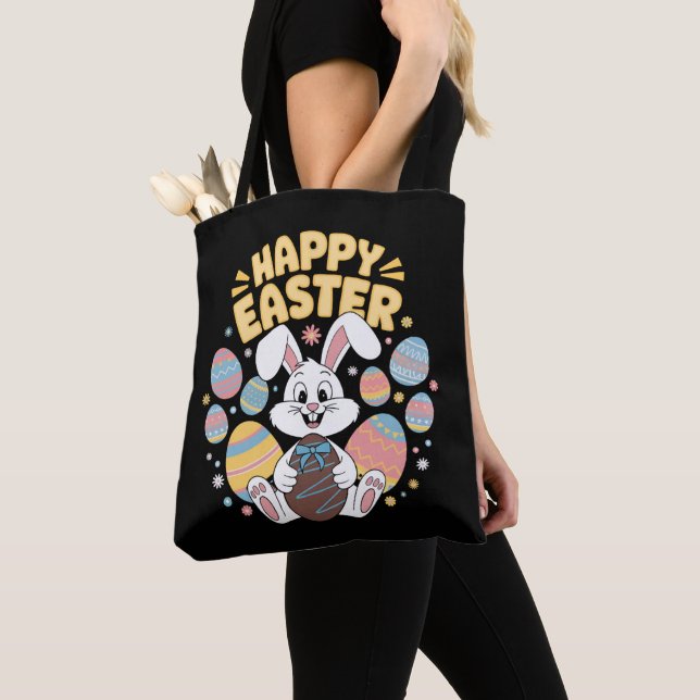 Happy Easter 2025  Eggs Bunny Cute Rabbit Tote Bag (Close Up)