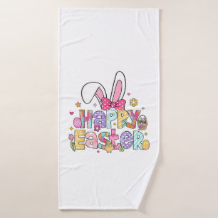 Happy Easter 2026 Cute Bunny Rabbit Easter Day Wom Bath Towel