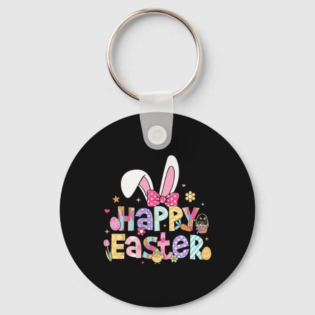 Happy Easter 2026 Cute Bunny Rabbit Easter Day Wom Key Ring (Front)