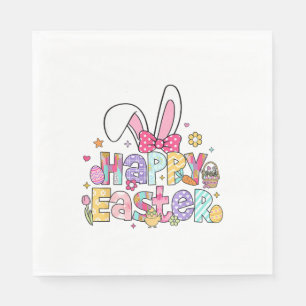 Happy Easter 2026 Cute Bunny Rabbit Easter Day Wom Napkin