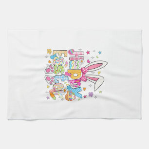 Happy Easter 2026 Cute Bunny Rabbit Easter Day Wom Tea Towel