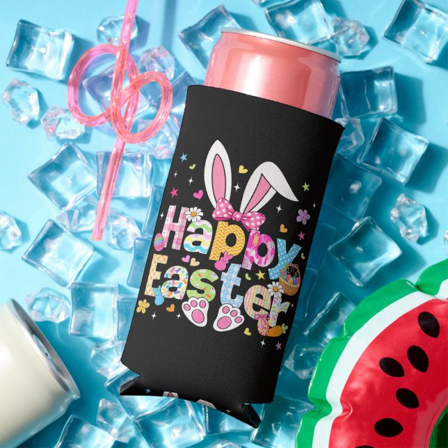 Happy Easter 2026 Cute Bunny Rabbit Seltzer Can Cooler (In Situ Summer)