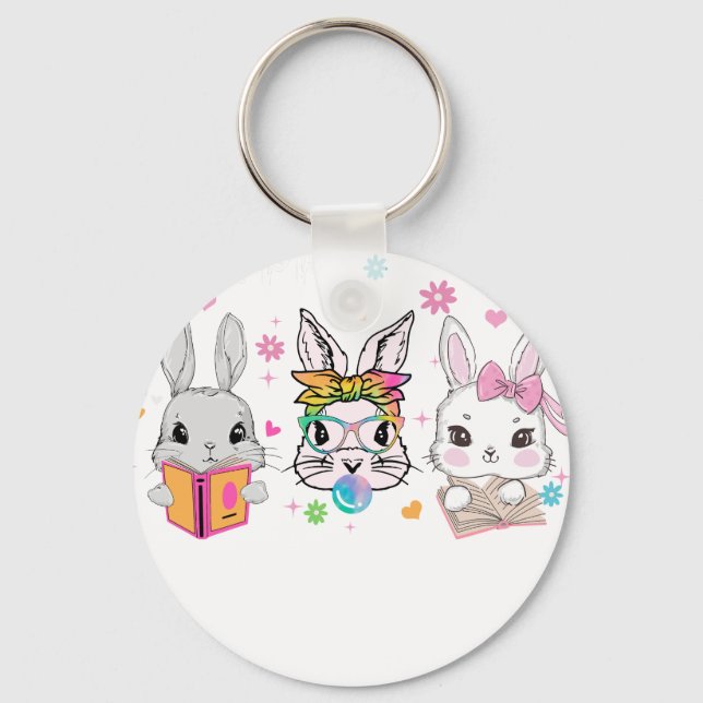 happy easter (2), retro, vintage key ring (Front)