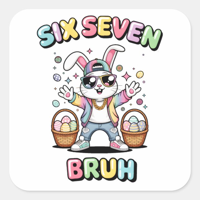 Happy Easter 67 meme Funny Bunny Square Sticker (Front)