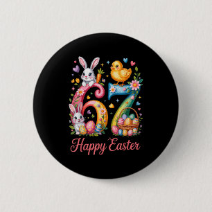 Happy easter 67 meme number birthday bunny chick 6 cm round badge