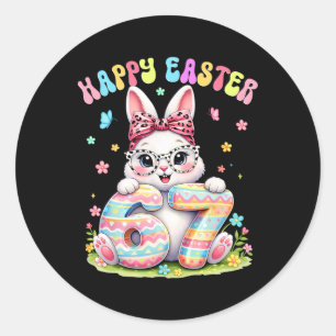 Happy Easter 67 Meme Rabbit Six Seven Cute Bunny G Classic Round Sticker
