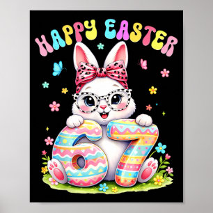 Happy easter 67 meme rabbit six seven cute bunny poster