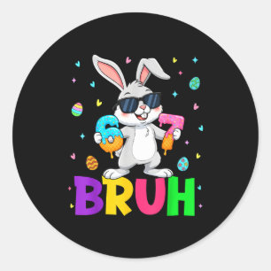 Happy Easter 67 Six Seven Bruh Meme Bunny Rabbit W Classic Round Sticker