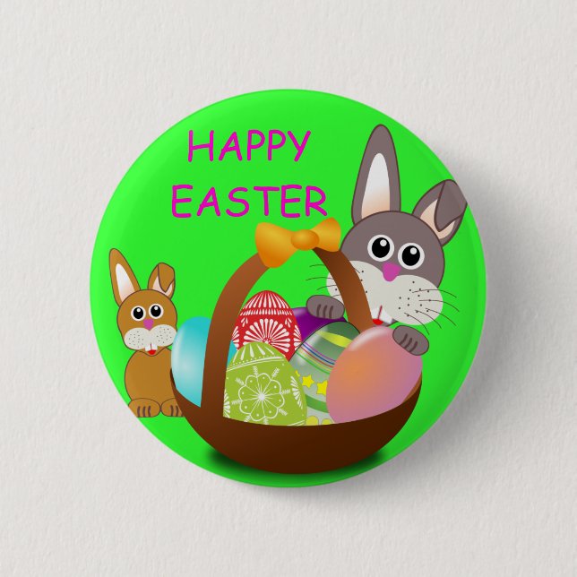 HAPPY EASTER 6 CM ROUND BADGE (Front)