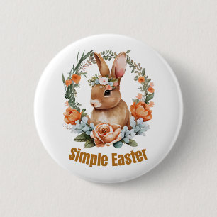 happy easter 6 cm round badge