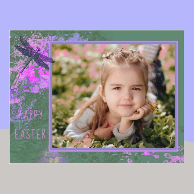 Happy Easter Abstract Floral Art Photo Frame Postc Postcard (Creator Uploaded)