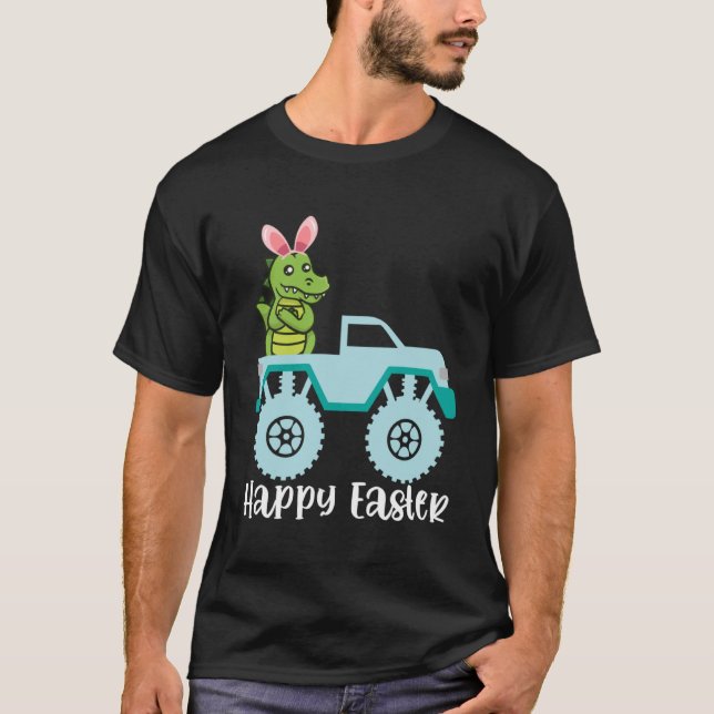 Happy Easter Alligators Riding Monster Truck Toddl T-Shirt (Front)