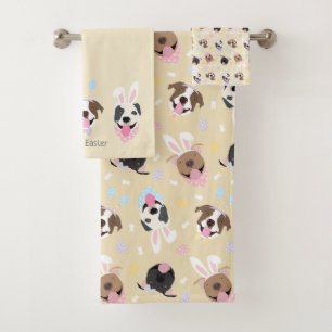 Happy Easter American Pit Bull Terrier Dogs Bath Towel Set