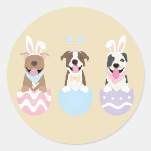 Happy Easter American Pit Bull Terrier Dogs Classic Round Sticker