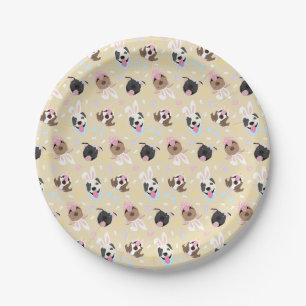 Happy Easter American Pit Bull Terrier Dogs Paper Plate