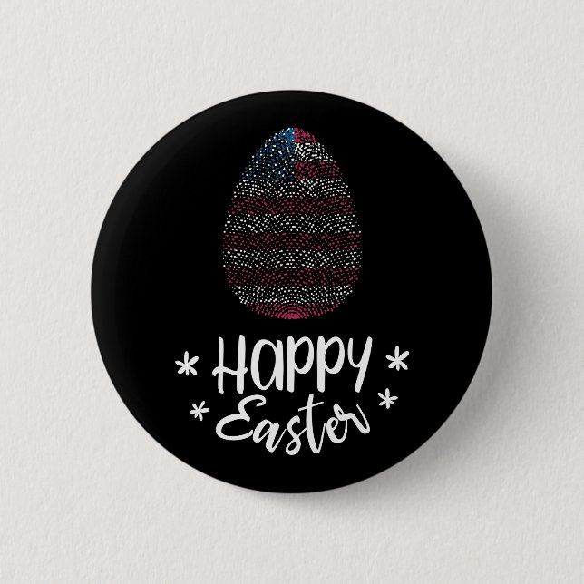 Happy Easter and Easter egg with American flag 6 Cm Round Badge (Front)