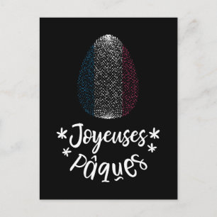 Happy Easter and Easter egg with French flag Holiday Postcard
