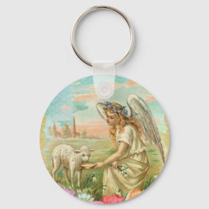 happy easter angel key ring